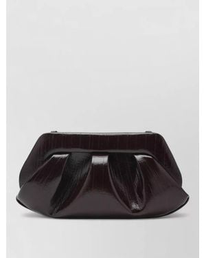 THEMOIRÈ Structured Clutch Bag Glossy Pleated Design - Black