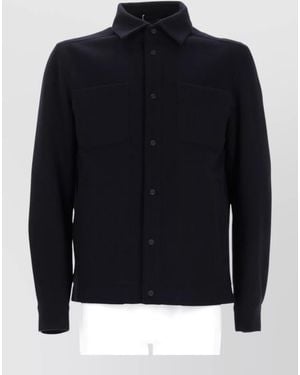 Herno Long Sleeve Coat Front Pockets Detail - Blue