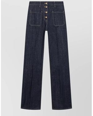 Valentino High Waist Denim Pants Wide Leg - Blue