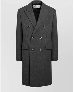 Ami Paris Virgin Wool Double-Breasted Coat - Black