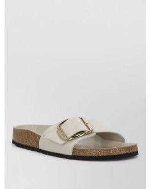 Birkenstock Leather Open Toe Flat Sandals Rubber Sole - White