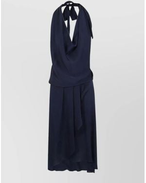 Silk95five Silk Backless Midi Dress - Blue