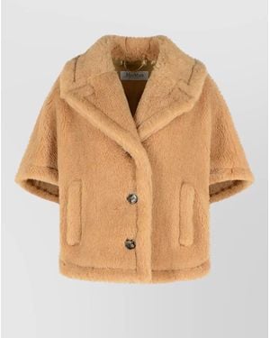 Max Mara Boxy Cape Teddy Alpaca Cashmere - Natural