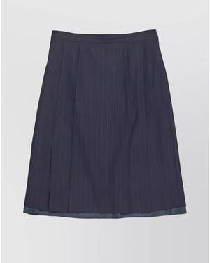 Maison Margiela Wool Pleated Midi Skirt - Blue