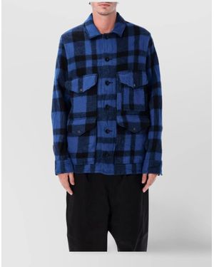 Junya Watanabe Wool Checked Shirt Jacket - Blue