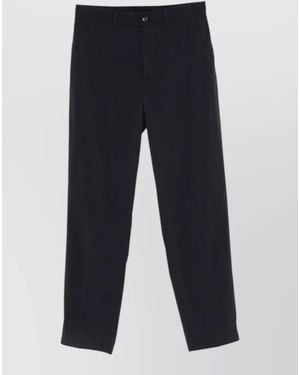 Emporio Armani Nylon Tailored Trousers Slim Fit Waistband - Blue