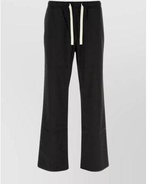 Palm Angels Monogram-Embroidered Wide-Leg Trousers - Black