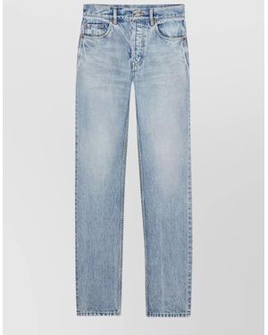 Saint Laurent Straight Leg Trousers Belt Loops Five Pockets - Blue