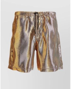 Dries Van Noten Bermuda Shorts With Metallic Finish And Pockets - Multicolor