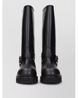 Off-White c/o Virgil Abloh Leather Flat Boots - Black