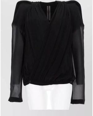 Rick Owens Mary Jacket Draped Design Elastic Hem - Black