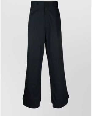 Palm Angels Cotton Mid-Rise Straight-Leg Trousers - Blue