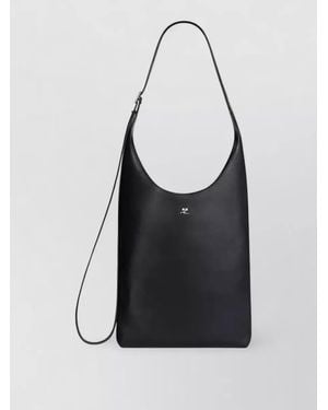 Courreges Melt Leather Tote Bag Shoulder Strap - Black