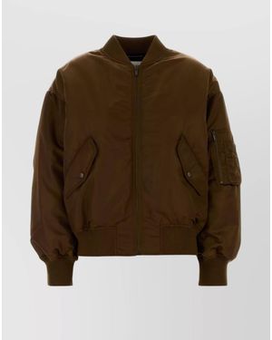 Saint Laurent Padded Oversized Bomber Jacket - Brown