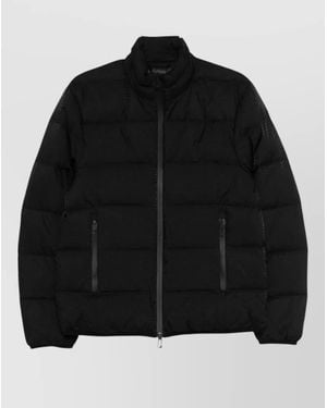 Emporio Armani Nylon Down Jacket High Neck Design - Black