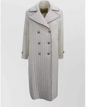 Herno Long Quilted Coat Straight Cut Contrast Piping - Grey