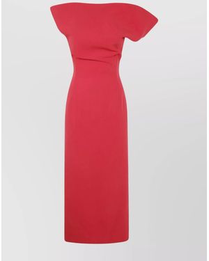 Magda Butrym Asymmetrical Midi Dress Back Slit - Red