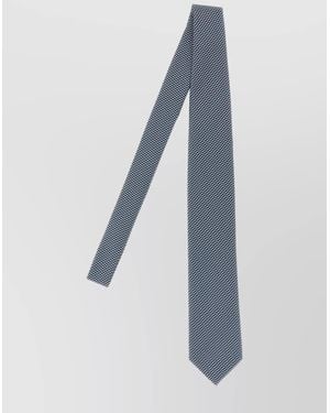 Brioni Slim Textured Jacquard Tie With Pointed Tip - Blue
