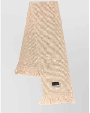 MM6 by Maison Martin Margiela Wool Blend Scarf Distressed Effect - Natural