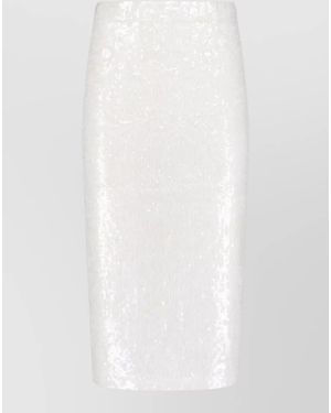 P.A.R.O.S.H. High Waist Midi Skirt Sequin Detail - White