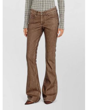 DIESEL Flared Denim Trousers Belt Loops Five Pocket - Natural