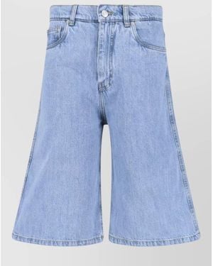 Coperni Straight Shorts Belt Loops Back Pockets - Blue