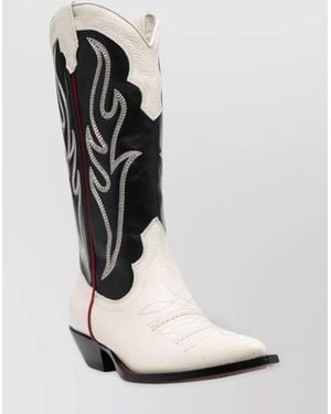 Sonora Boots Leather Embroidered Western Boots - White