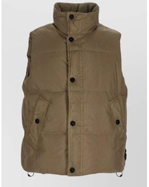 Stone Island High Collar Padded Jacket Side Pockets - Green
