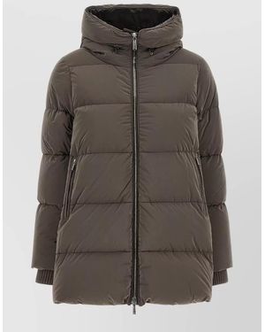 Moorer Cashmere Down Hooded Puffer Jacket - Brown