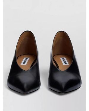 Jil Sander Arc Leather Pumps Low Wedge Heel - Brown