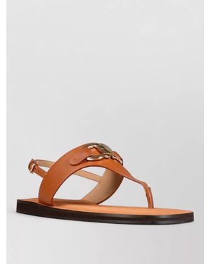 Ferragamo Siriana Flat Leather Thong Sandals - Brown