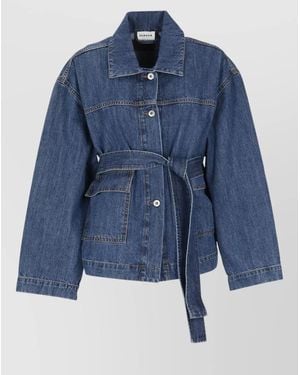 P.A.R.O.S.H. Cotton Belted Short Jacket - Blue