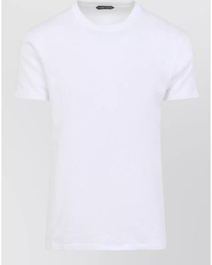 Tom Ford Perforated Rib Cotton Crew Neck T-Shirt - White