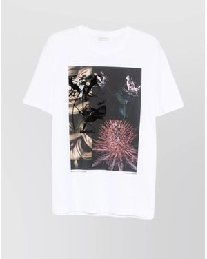 Dries Van Noten Floral Print Cotton Short Sleeve T-Shirt - White