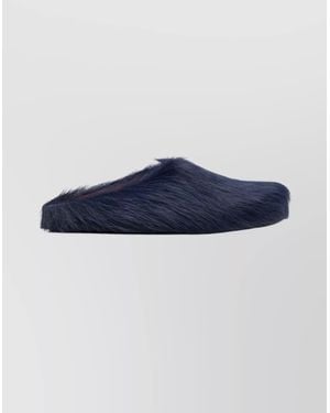 Marni Slip-On Round Toe Leather Slippers - Blue
