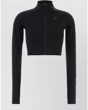 Burberry Stretch Nylon Cropped Sweatshirt High Neck - Black