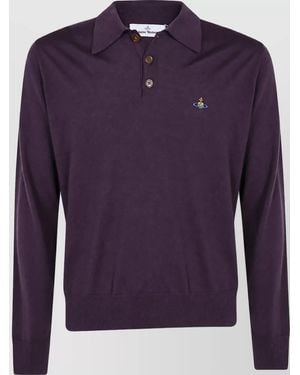 Vivienne Westwood Wool Long-Sleeve Polo Jumper - Purple