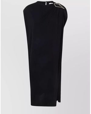 Lanvin Draped Shoulder Cut-Out Dress - Black