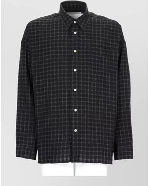 sunflower Checked Shirt Button Down Collar Pocket - Black
