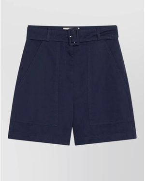 Weekend by Maxmara Tailored Trousers Belted Waist Front Pockets - Blue
