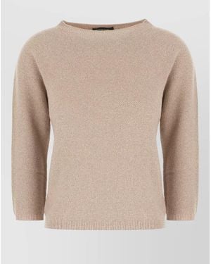 Fabiana Filippi Wool Blend Jumper Textured Knit Ribbed Trim - Natural