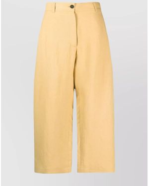 Studio Nicholson Cotton High-Rise Cropped Wide-Leg Trousers - Yellow