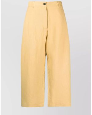 Studio Nicholson Cotton High-Rise Cropped Wide-Leg Pants - Yellow