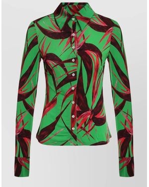 Louisa Ballou Printed Long-Sleeve Shirt - Green