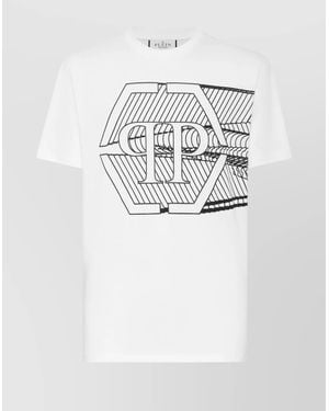 Philipp Plein Graphic Print Crew Neck Short Sleeves T-Shirt - White