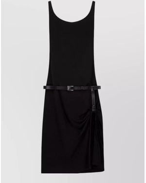 Coperni Sleeveless Scoop Neck Belted Knee Dress - Black