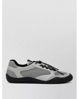 Prada Mesh Panel Sneakers Rubber Sole Design - Gray