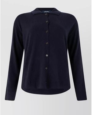 Max Mara Wool Button-Up Cardigan - Blue