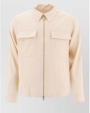NN07 Alban Overshirt Chest Pockets Long Sleeves - Natural