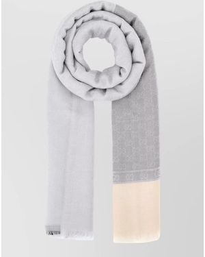 Gucci Cashmere Blend Scarf Embroidered Two Tone - Grey